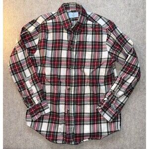 Class Club Flannel Shirt Boys 6/7 Red Green Plaid Cotton Modern Fit Button Up